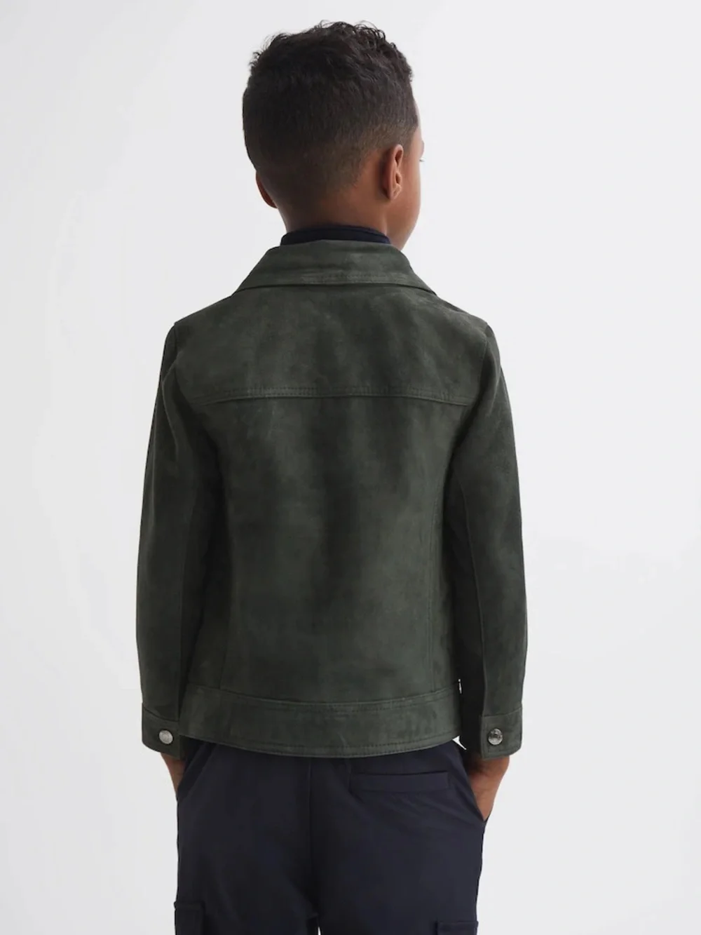 Reiss Forest Green Pike Suede Zip Through Jacket